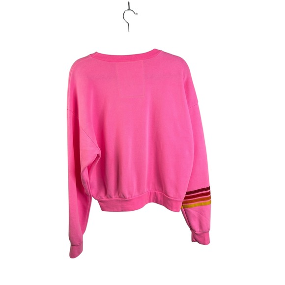 Aviator Nation University of Texas Neon Pink Rainbow Striped Sweatshirt XS Bolt - Picture 4 of 11
